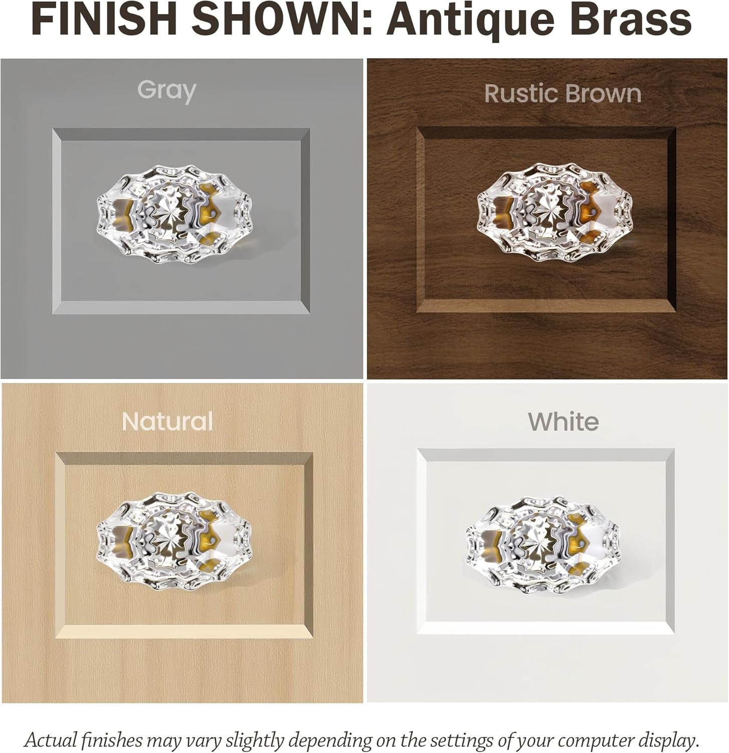 16 Pack Vintage Cabinet Knobs Crystal Cabinets Knob,Oval Antique Brass Glass Cabinet Knobs for Dresser Cupboard Wardrobe
