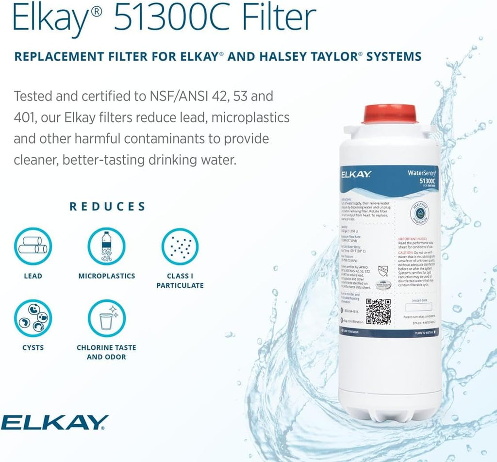 Elkay Genuine Watersentry 51300C Lead + Microplastics NSF/ANSI Certified Filter (Single)(Bottle Fillers)