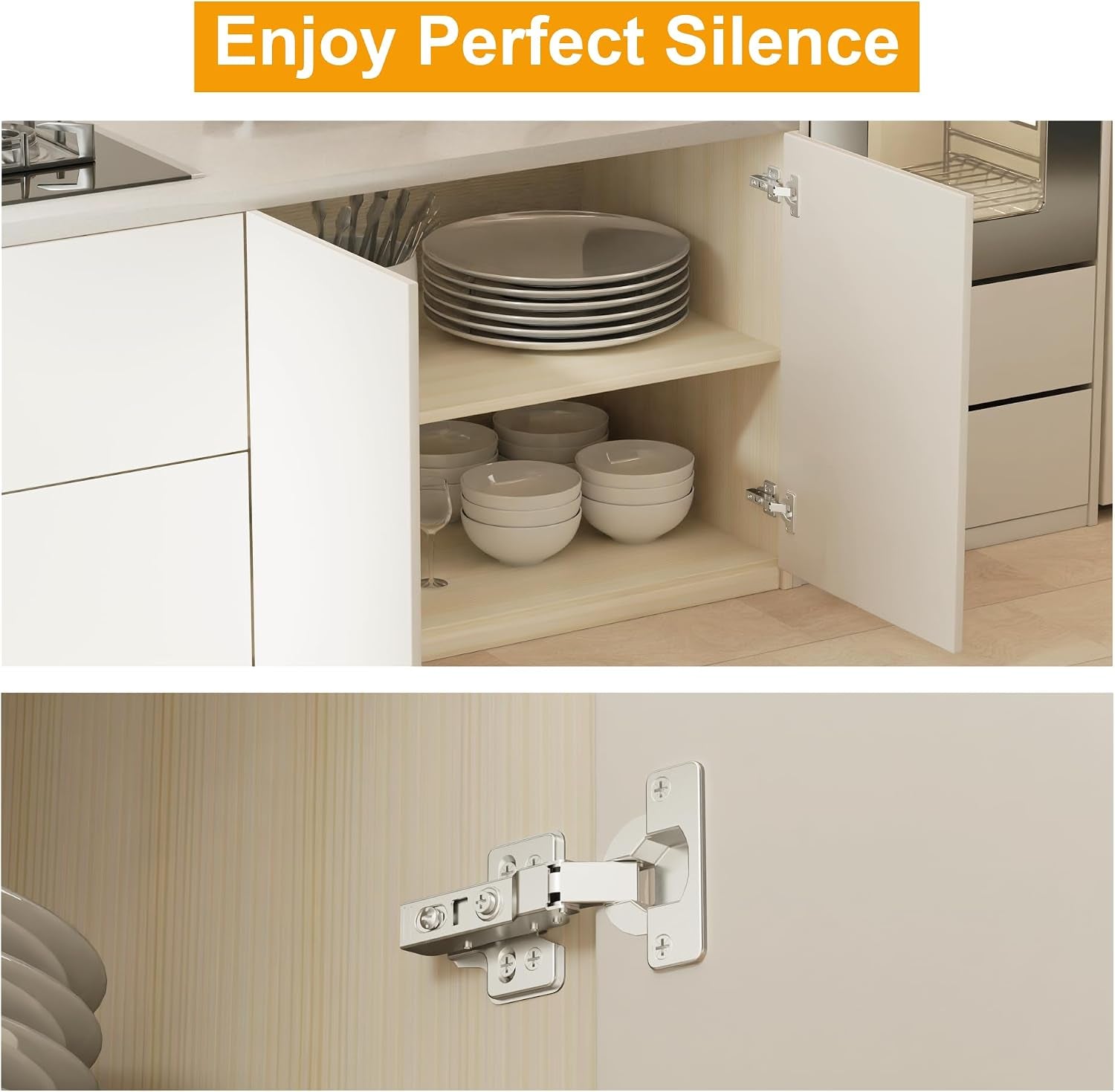 2 Pcs 40Mm Cup Half Overlay Soft Close Cabinet Hinges Only for Thick Door(18-28Mm), Durable, Quiet & Heavy Duty European Concealed Hinges with Screws, Nickel Plated for Frameless Cabinets