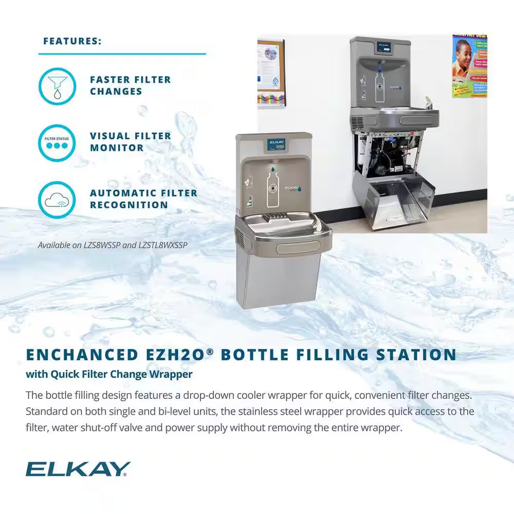 Ezh2O ADA Cooler Stainless Steel, Bi-Level Drinking Fountain Bottle Filling Station