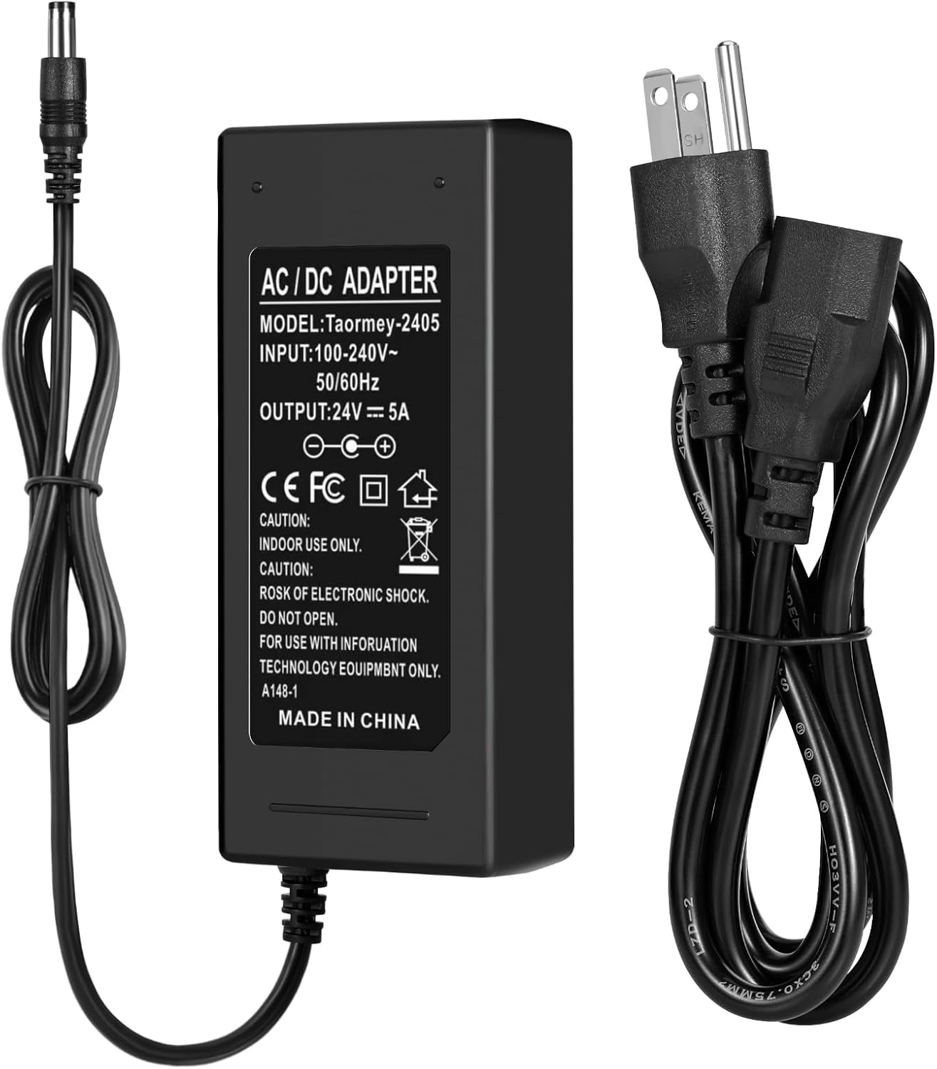 24V Power Supply 5A,AC 100-240V to DC 24 Volt 5A Power Converter Transformer,24V 120W Max AC/DC Adapter with 5.5 X 2.1Mm DC Plug for LED Strip Security Camera Router LED Driver Monitor