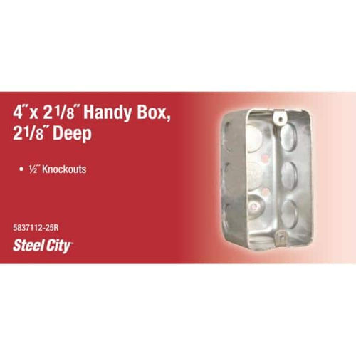 1-Gang 4 In. 2-1/8 In. D New Work Metal Utility Box (5837112-25R)